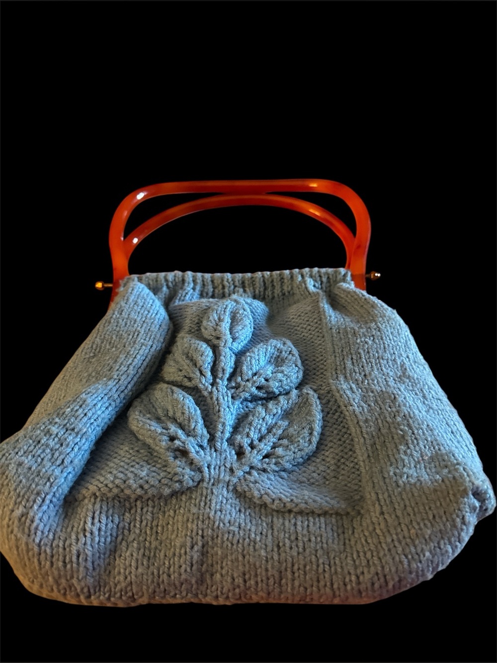 Vintage Handmade knit purse with lucite handles